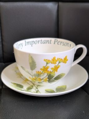 EUC Royal Worcester 'Language of Flowers' Large Teacup & Saucer